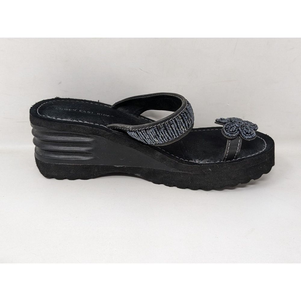 Vintage Y2K Lower East‎ Side Size 7 Chunky Platform Sandals Black Flower 90s - Picture 11 of 12